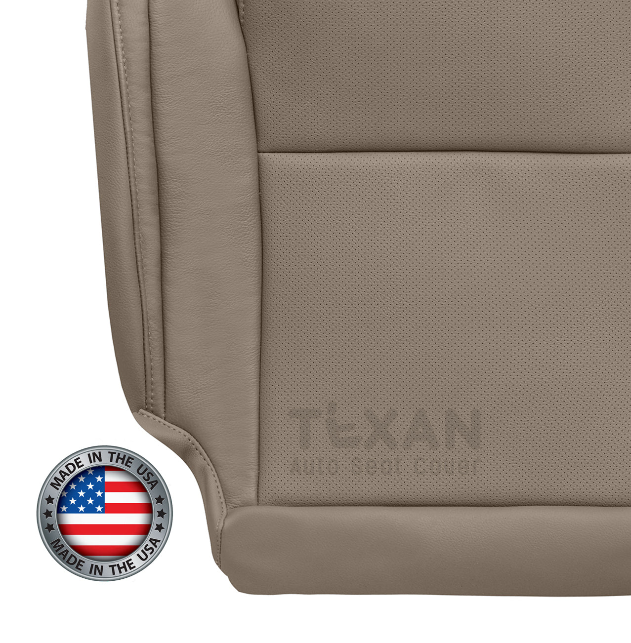 2007 to 2013 Toyota Sequoia Passenger Side Bottom Perforated Synthetic Leather Replacement Seat Cover Tan