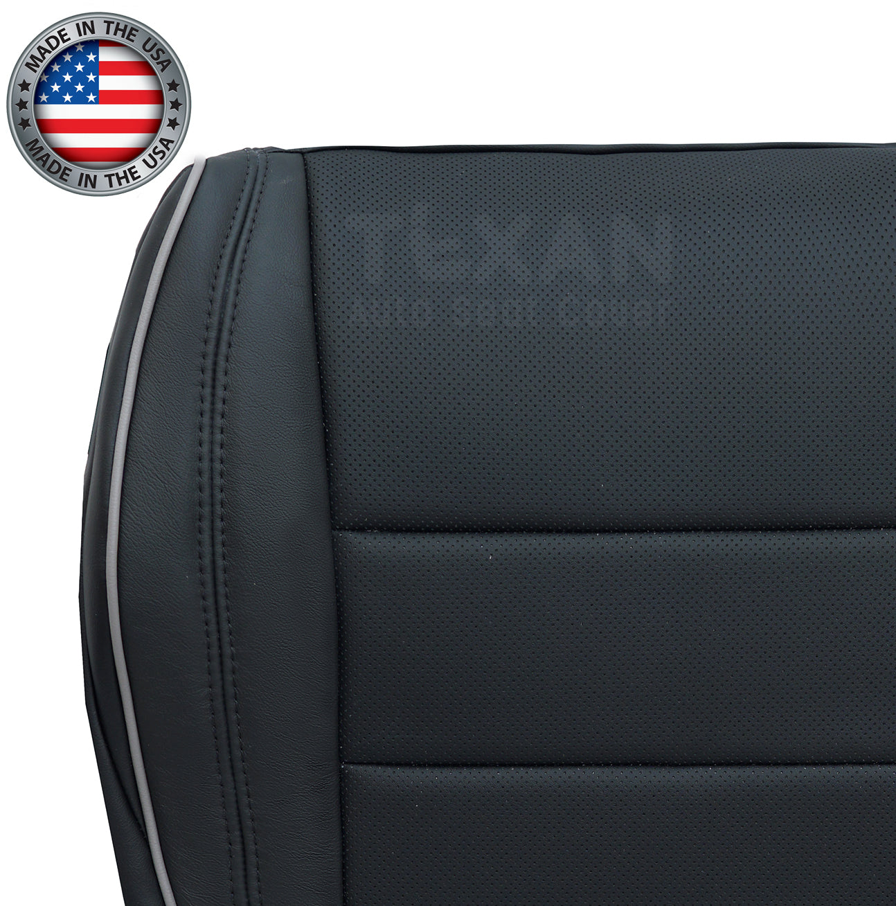 Fits 2016, 2017, 2018, 2019, 2020, 2021 Jeep Grand Cherokee Driver Bottom Seat Cover Black Perforated Leather