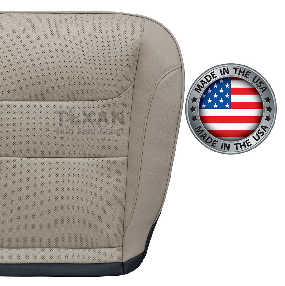For 2019-2025 Dodge Ram 1500 Driver Side Bottom Replacement Seat Cover Synthetic Leather Perforated Tan