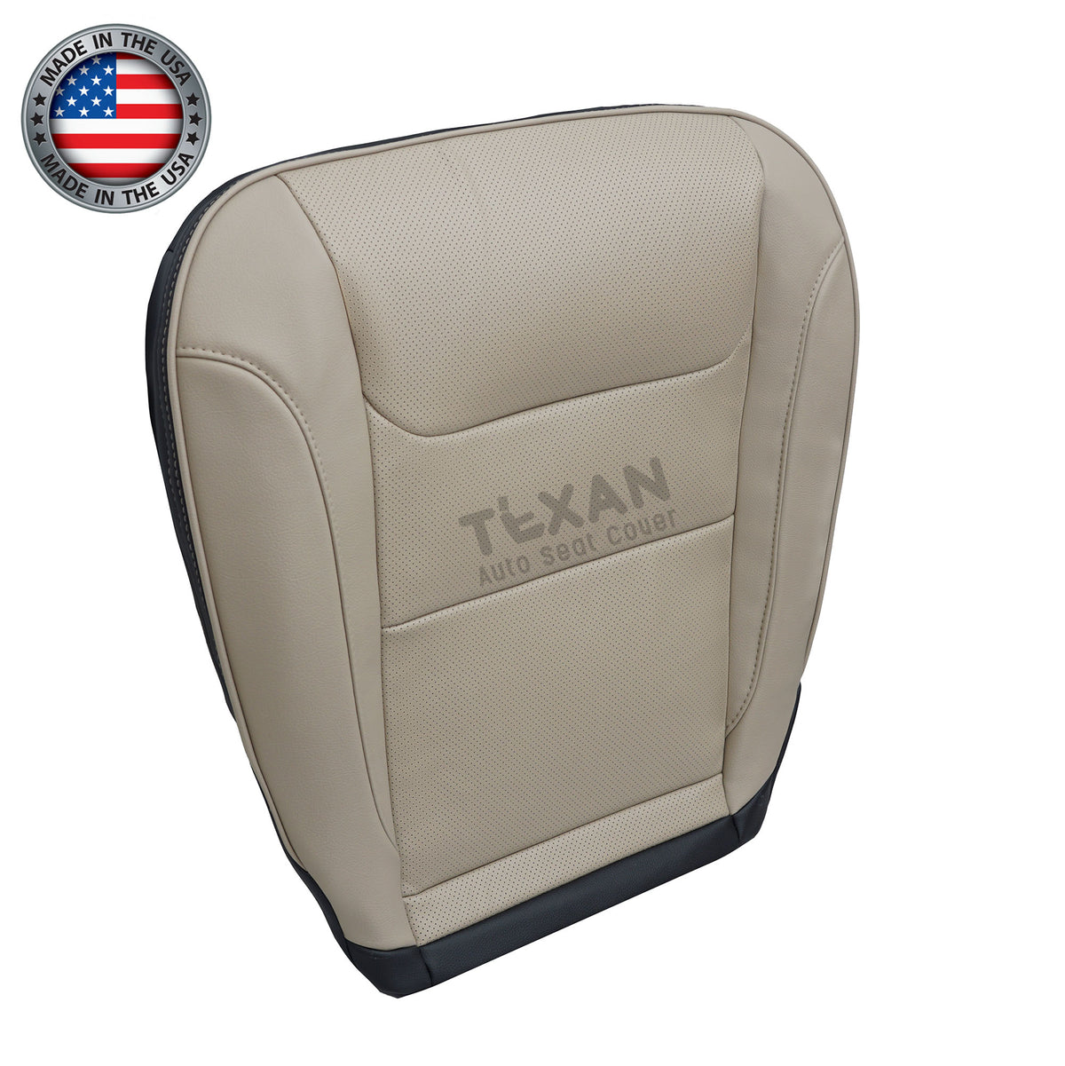 For 2019-2025 Dodge Ram 1500 Driver Side Bottom Replacement Seat Cover Synthetic Leather Perforated Tan