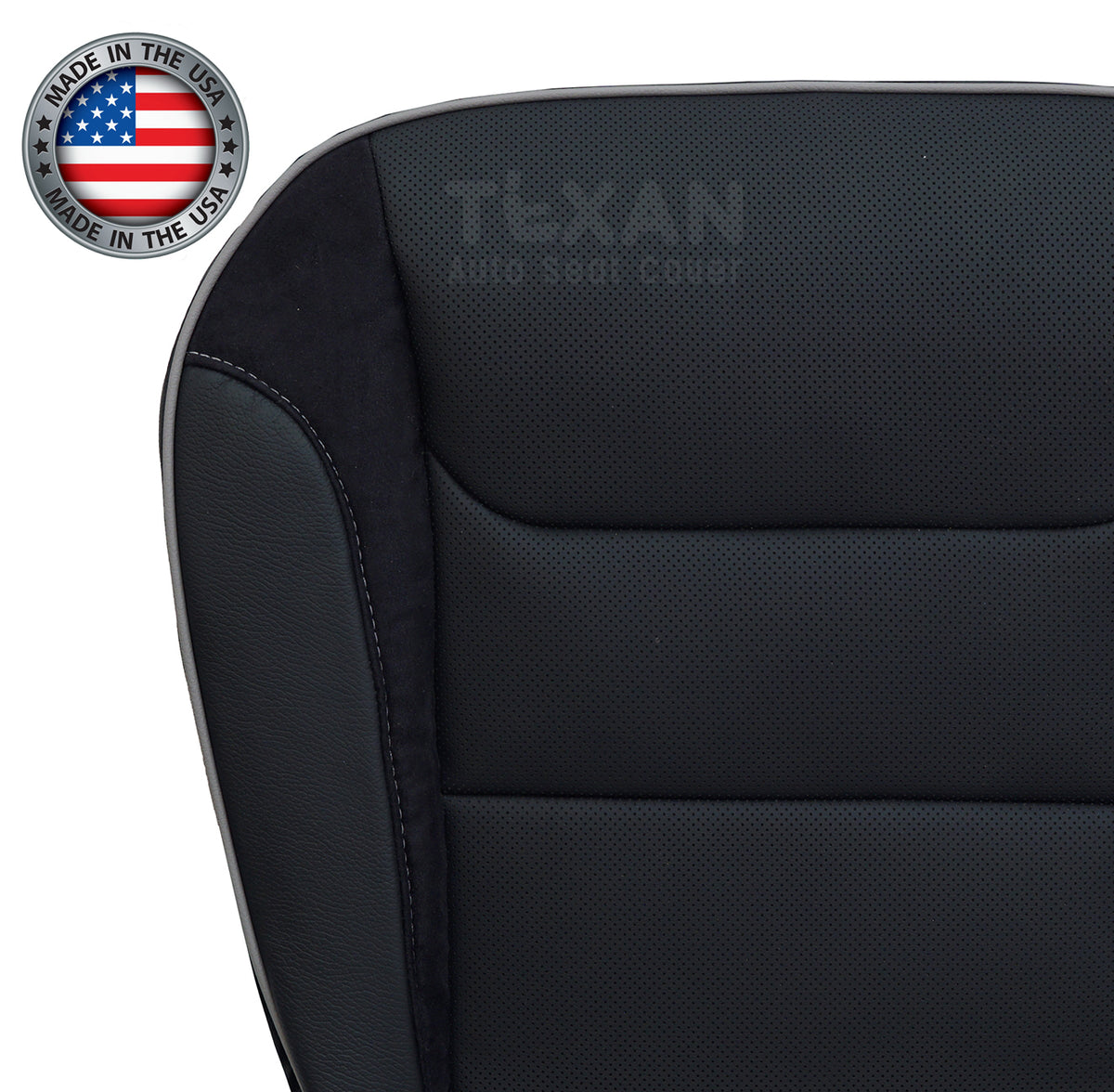 For 2019-2025 Dodge Ram 1500 Passenger Side Bottom Seat Cover Synthetic Leather with Suede Panels Perforated