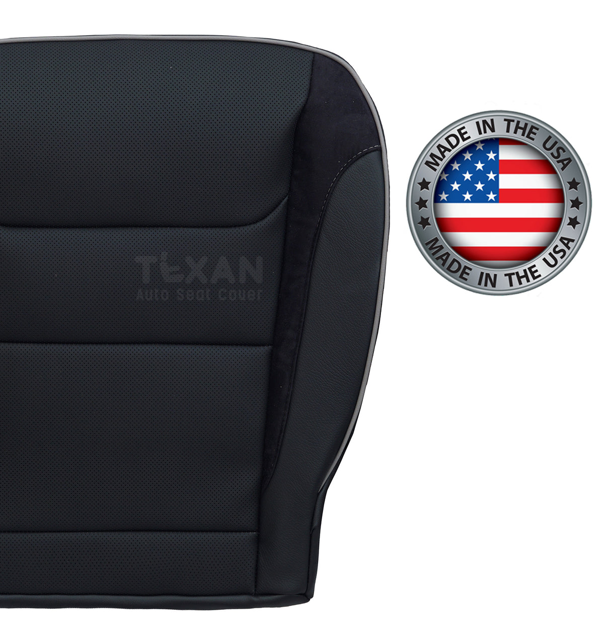For 2019-2025 Dodge Ram 1500 Passenger Side Bottom Seat Cover Synthetic Leather with Suede Panels Perforated
