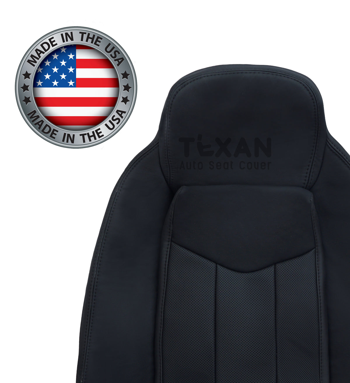 Fits 2004-2009 Cadillac XLR Convertible Passenger Lean Back PERFORATED Leather Replacement Seat Cover Black