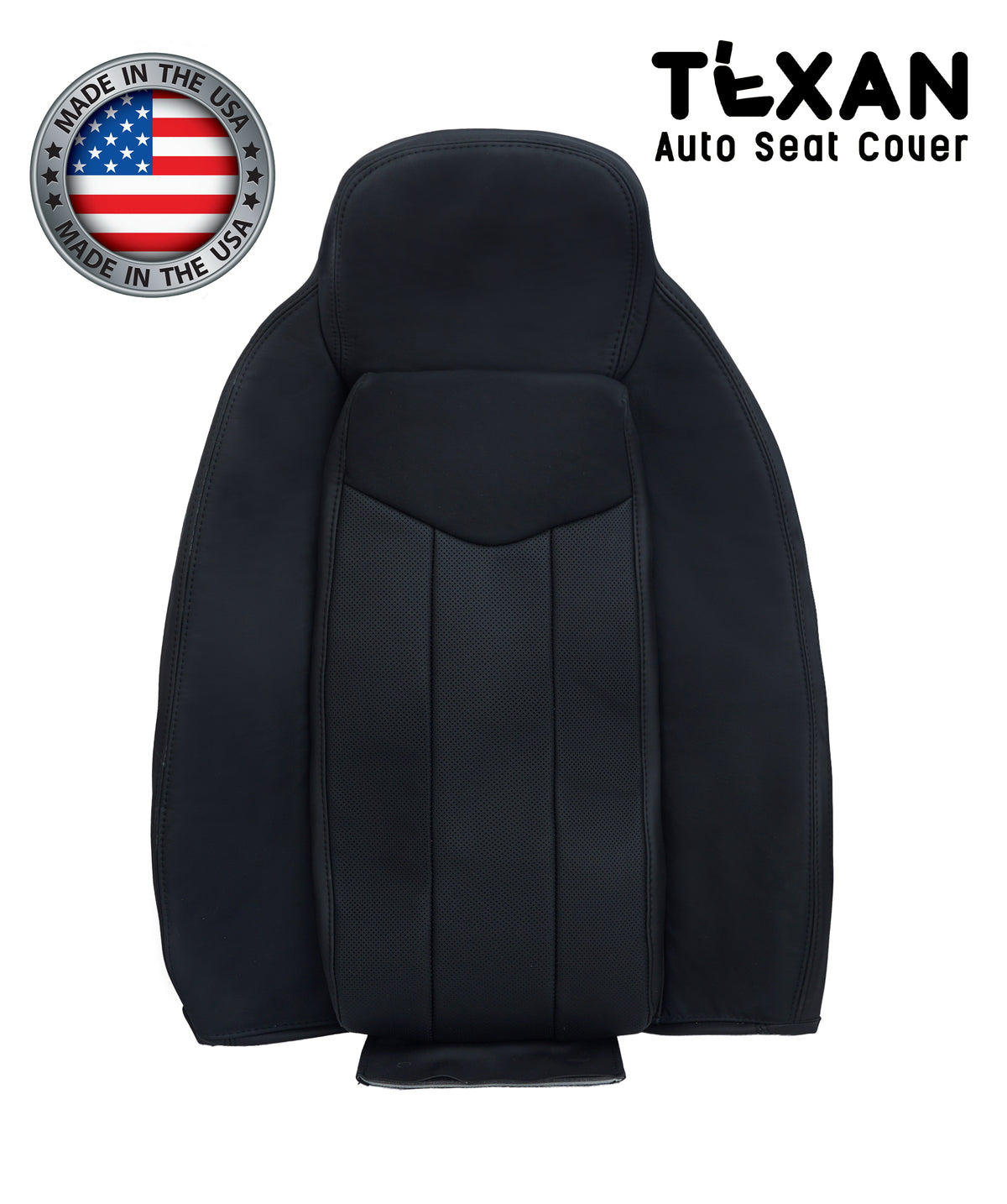 Fits 2004-2009 Cadillac XLR Convertible Passenger Lean Back PERFORATED Leather Replacement Seat Cover Black