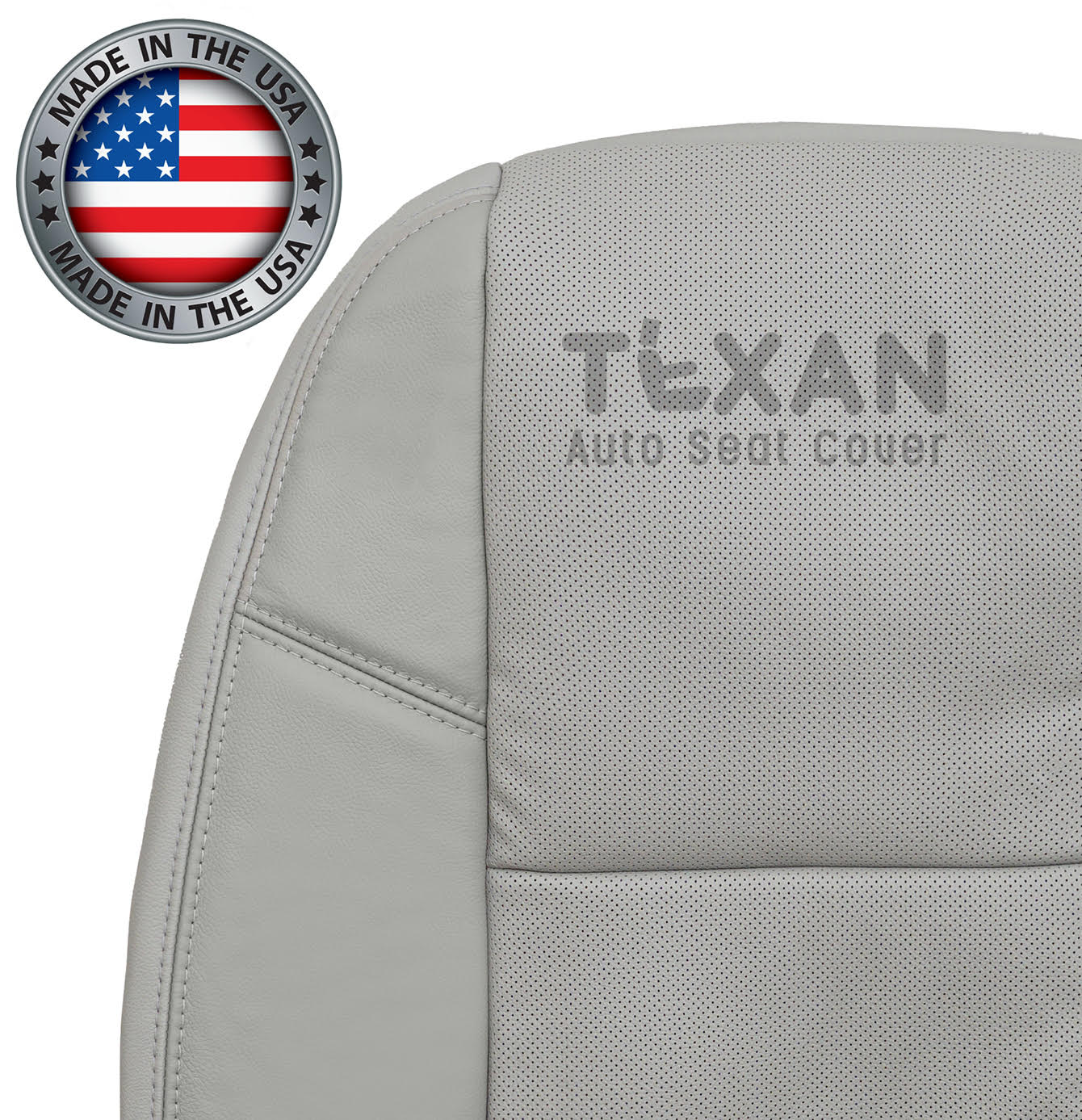 Fits 2012, 2013, 2014 Chevy Silverado Driver Side Lean Back Perforated Synthetic Leather Seat Cover Gray