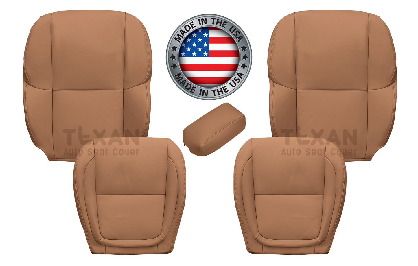 2002-2010 Lexus SC430 Complete Front Seat Set - Synthetic Leather Saddle Brown (5-Piece Bundle)