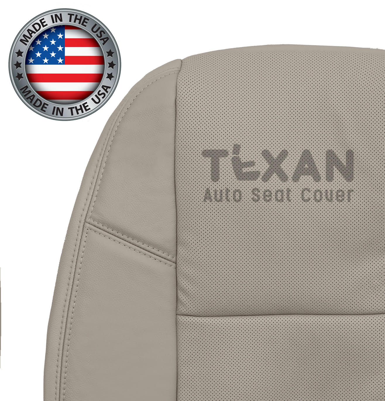 Fits 2009, 2010, 2011, 2012, 2013, 2014 Chevy Tahoe/Suburban Driver Side Lean Back Perforated Leather Seat Cover Tan