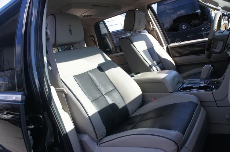 Fits 2007, 2008, 2009, 2010, 2011, 2012, 2013, 2014 Lincoln Navigator Driver Side Bottom Perforated Leather Seat Cover Gray/Black