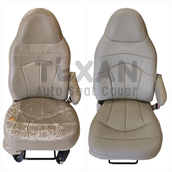 1999 to 2004 Ford Mustang V8 GT Driver Side Lean Back Perforated Synthetic Leather Replacement Seat Cover Tan