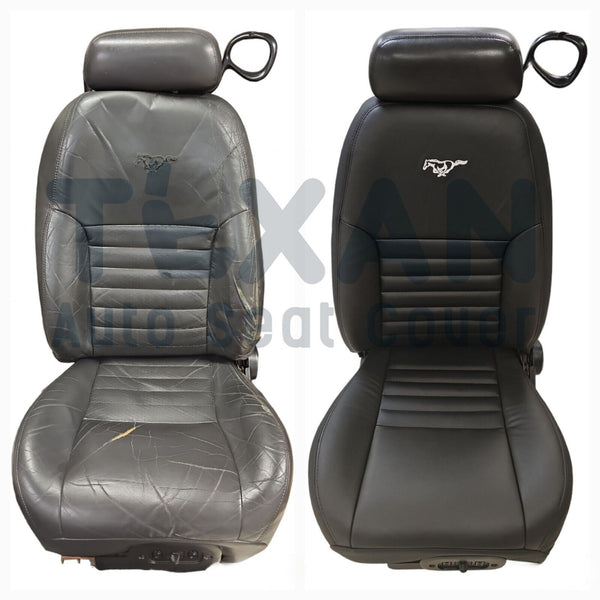 Fits 2008 to 2010 Ford Explorer Eddie Bauer Driver Side Bottom Leather Replacement Seat Cover 2 Tone Black/Tan