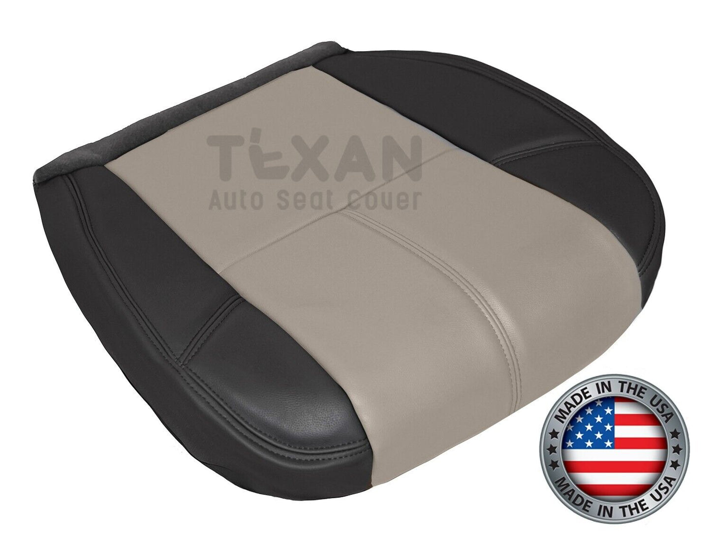 Fits 2007, 2008, 2009, 2010, 2011, 2012, 2013 Chevy Avalanche Driver Side Bottom Leather Replacement Seat Cover 2-Tone Black & Tan