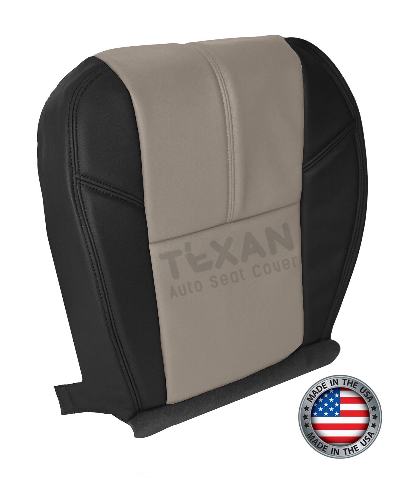 Fits 2007, 2008, 2009, 2010, 2011, 2012, 2013 Chevy Avalanche Passenger Side Bottom Leather Replacement Seat Cover 2-Tone Black & Tan