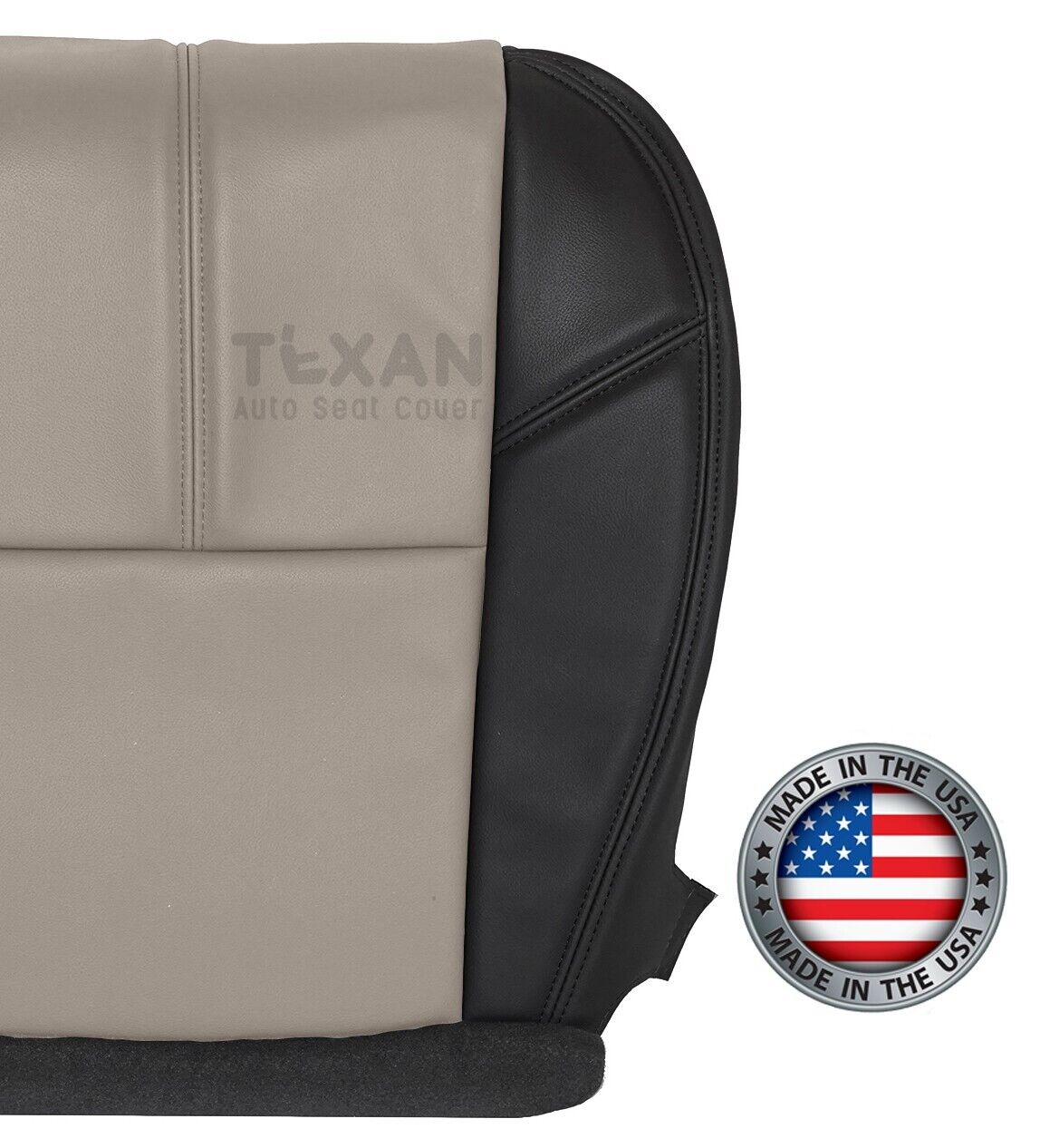 Fits 2007, 2008, 2009, 2010, 2011, 2012, 2013 Chevy Avalanche Driver Side Bottom Synthetic Leather Replacement Seat Cover 2-Tone Black & Tan