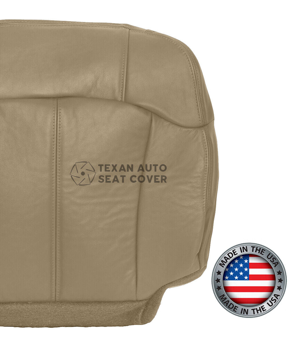 1999 to 2002 GMC Sierra Driver Side Bottom Synthetic Leather Replacement Seat Cover Tan