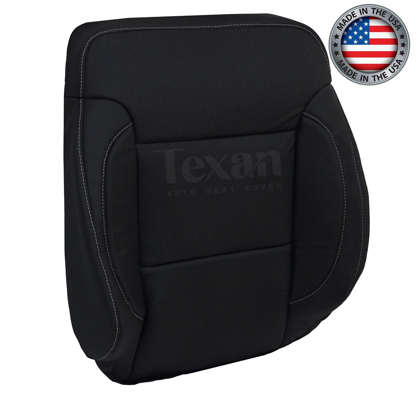 2014 to 2019 Chevy Silverado Passenger Side Lean Back Perforated Synthetic Leather Replacement Seat Cover Black