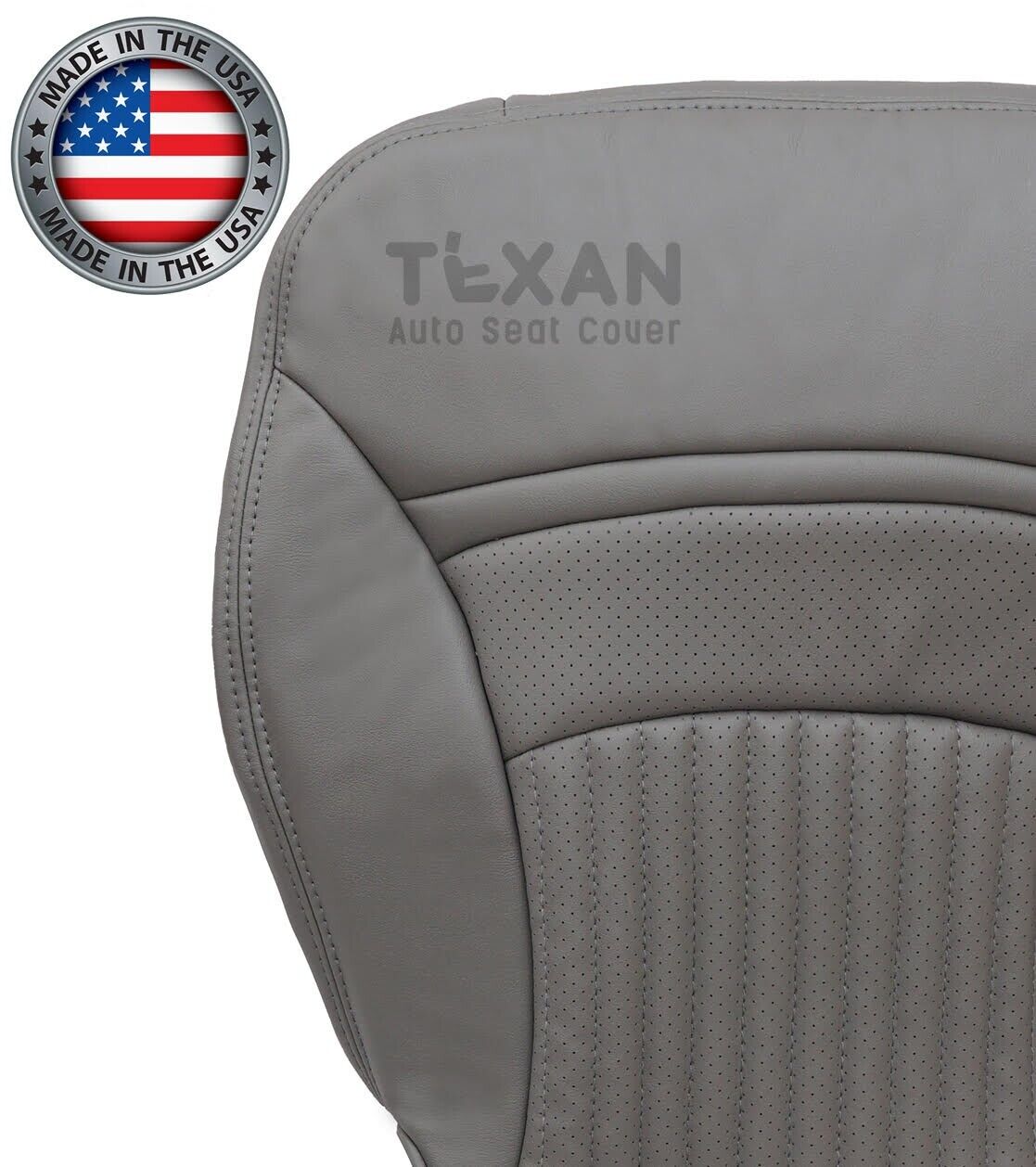 For 1997 to 2004 Chevy Corvette Driver Side Bottom Perforated Synthetic Leather Replacement Seat Cover Gray