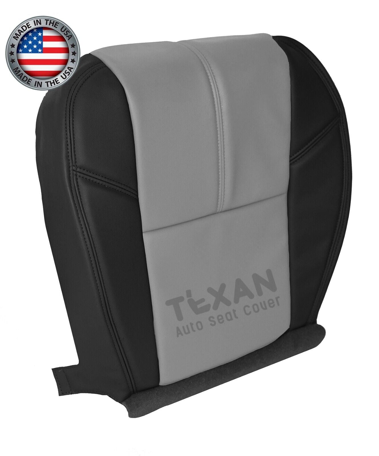 Fits 2007, 2008, 2009, 2010, 2011, 2012, 2013 Chevy Avalanche Driver Side Bottom Leather Replacement Seat Cover 2-Tone Black & Gray