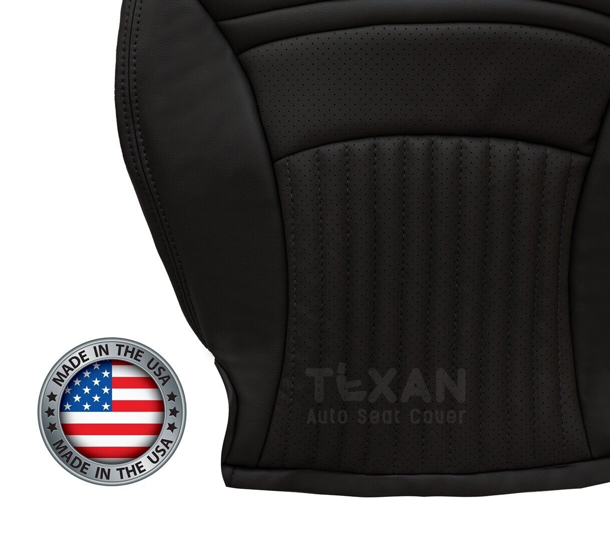 For 1997 to 2004 Chevy Corvette Passenger Side Bottom Perforated Synthetic Leather Replacement Seat Cover Black