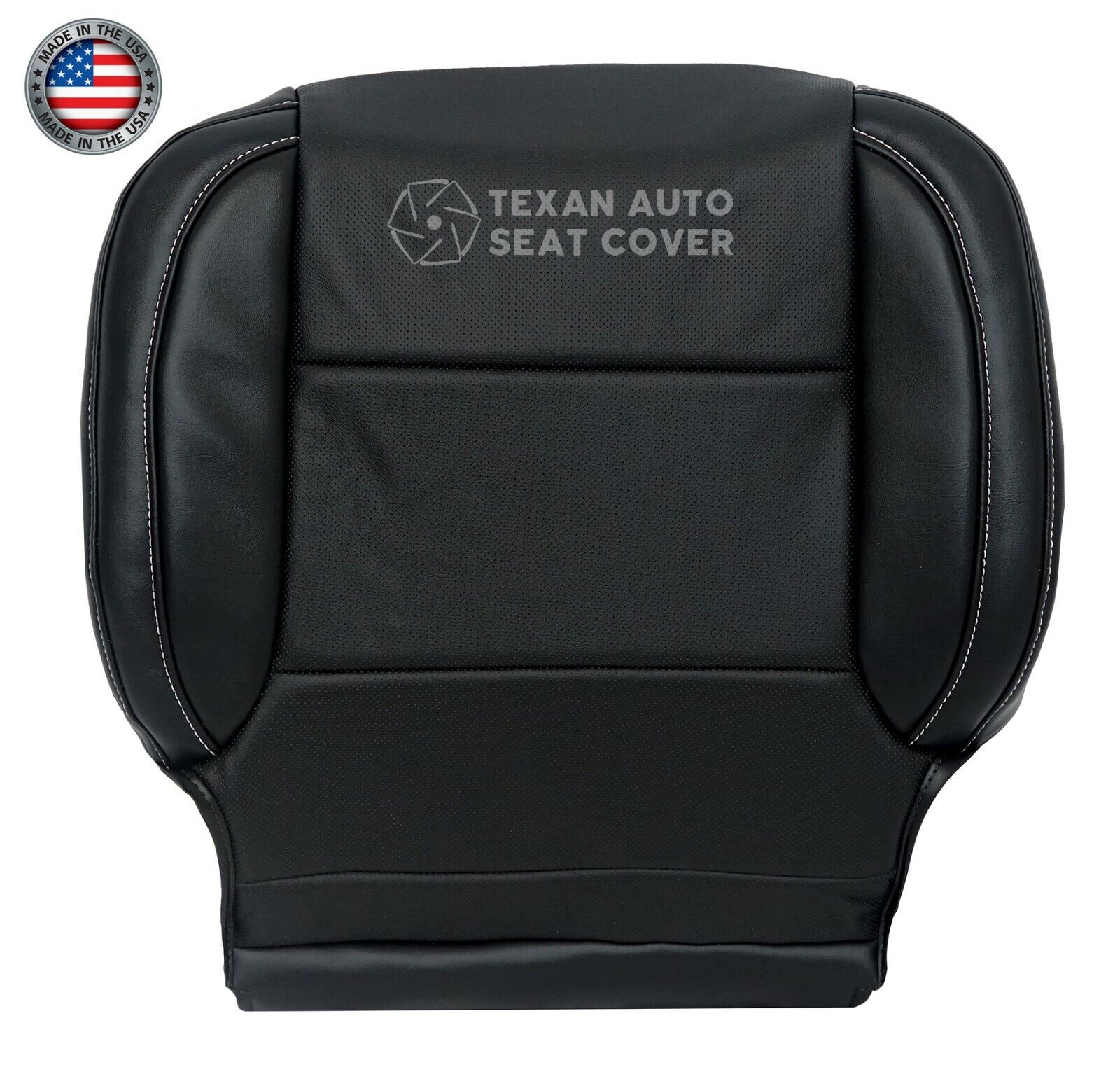 2014 to 2019 GMC Sierra Passenger Side Bottom Perforated Leather  Replacement Seat Cover Black