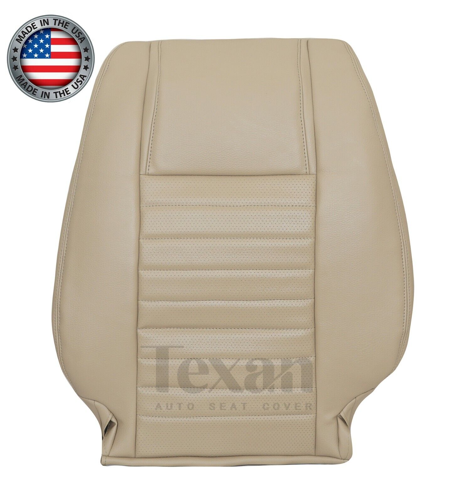 2005 to 2009 Ford Mustang GT V8 Passenger Side Lean Back Perforated Synthetic Leather Replacement Seat Cover Tan