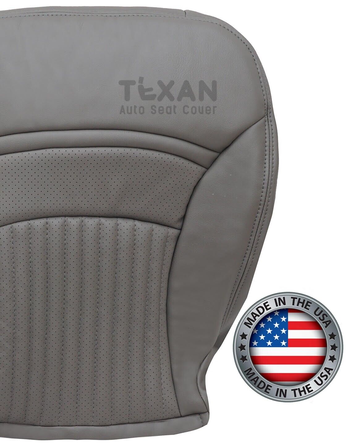 For 1997 to 2004 Chevy Corvette Driver Side Bottom Perforated Synthetic Leather Replacement Seat Cover Gray