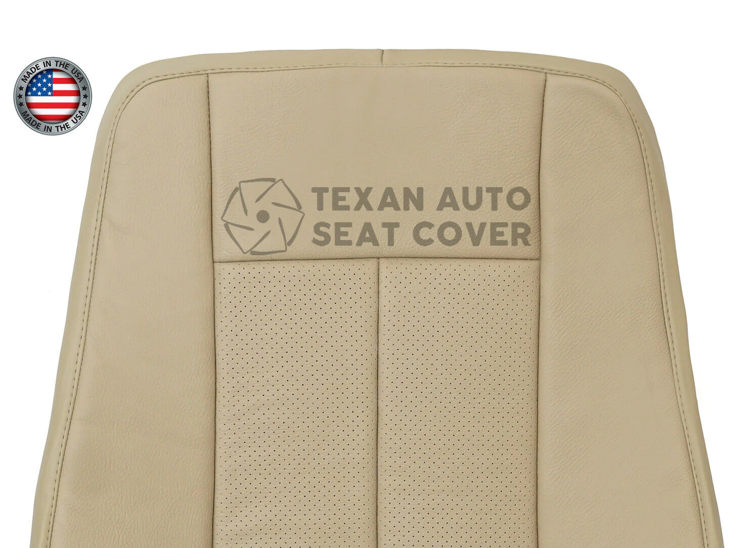 2007 to 2014 Ford Expedition Driver Side Lean Back Perforated Synthetic Leather Replacement Seat Cover Tan