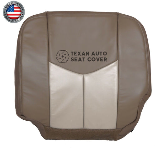 Fits 2003, 2004, 2005, 2006 GMC Yukon, Yukon XL Denali Passenger Side Bottom Leather Replacement Seat Cover 2 Tone "Tan"