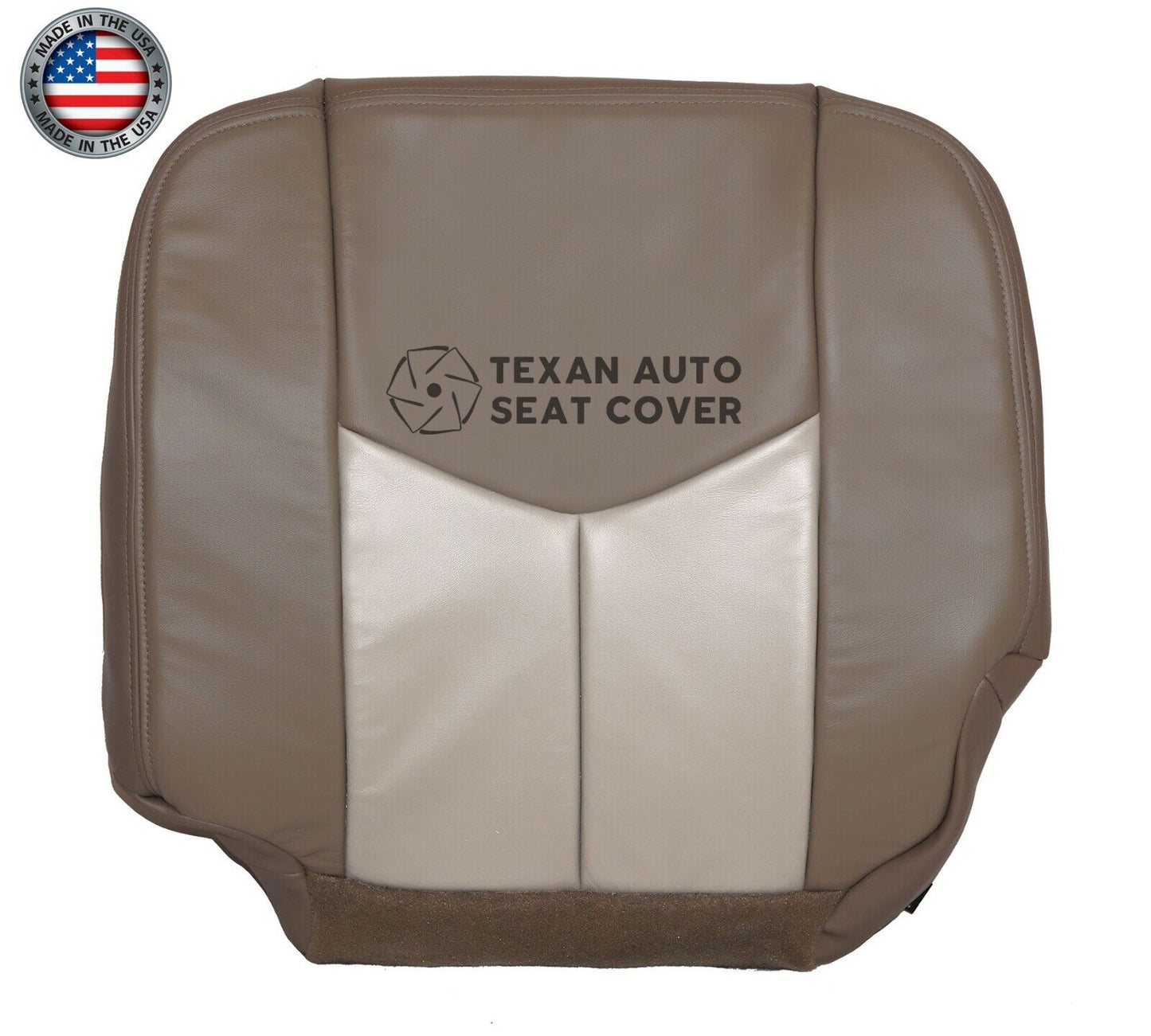 Fits 2003, 2004, 2005, 2006 GMC Yukon, Yukon XL Denali Driver Side Bottom Leather Replacement Seat Cover 2 Tone "Tan"