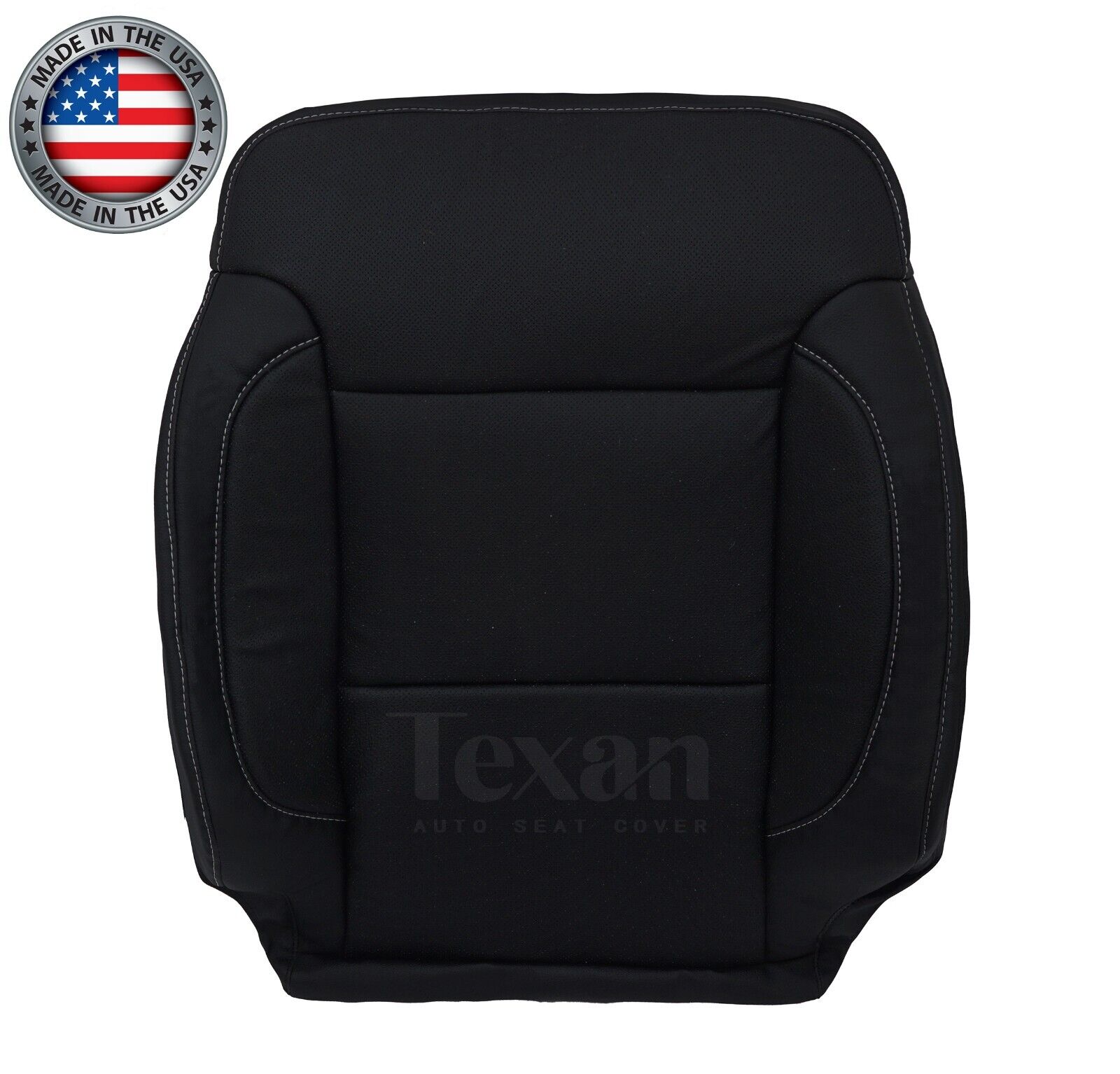 2014 to 2019 GMC Sierra Driver Side Lean Back Perforated Synthetic Leather Replacement Seat Cover Black