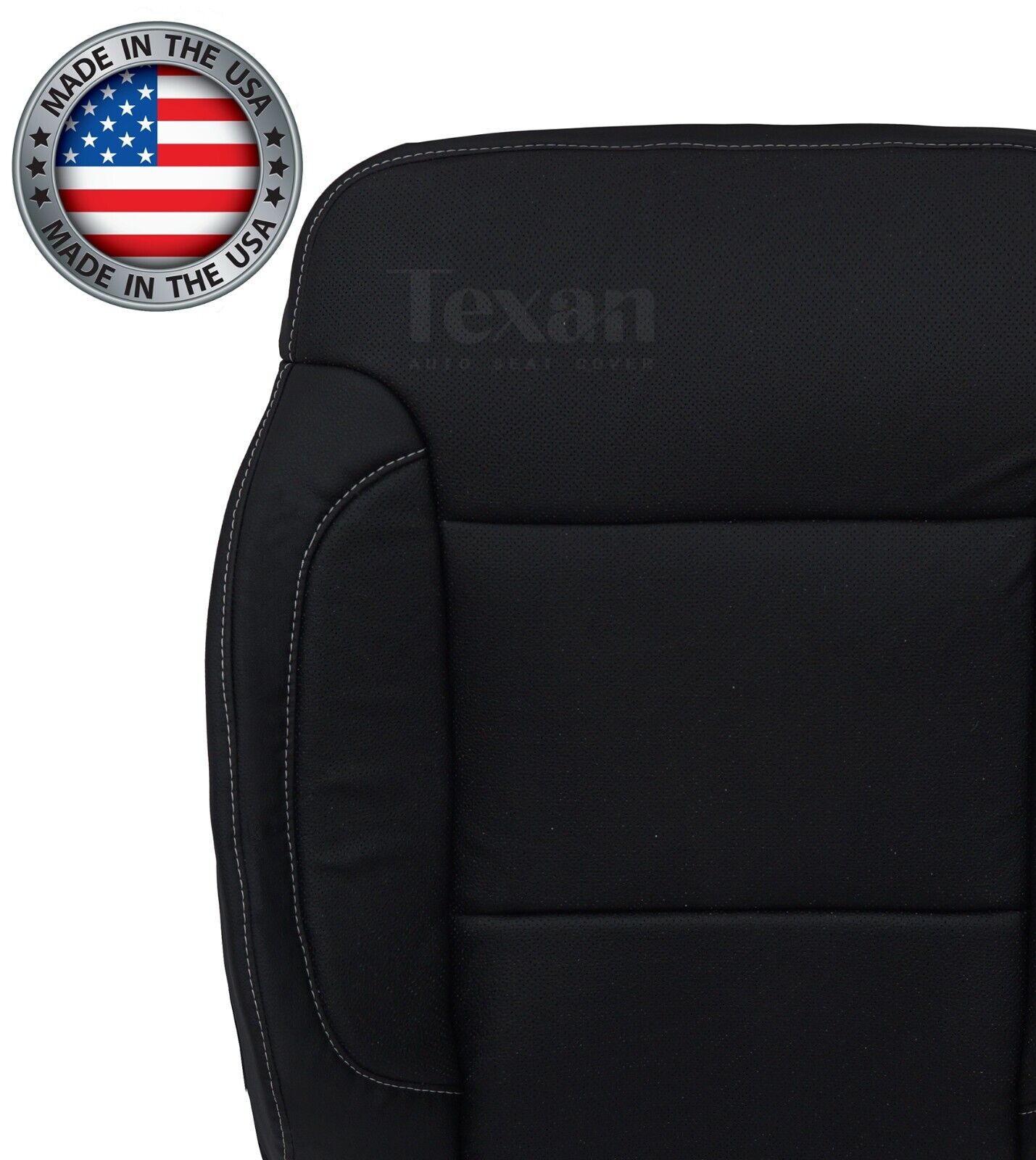 2014 to 2019 GMC Sierra Passenger Side Lean Back Perforated Synthetic Leather Replacement Seat Cover Black