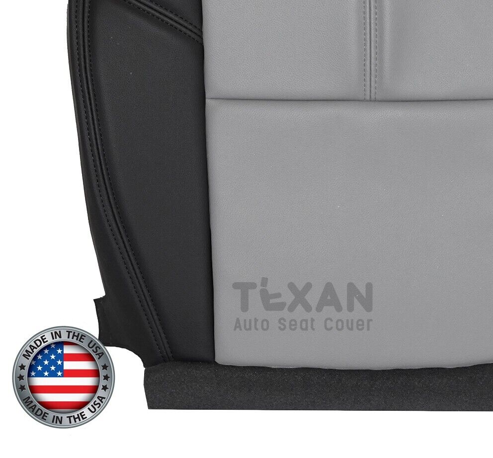 Fits 2007, 2008, 2009, 2010, 2011, 2012, 2013 Chevy Avalanche Passenger Side Bottom Leather Replacement Seat Cover 2-Tone Black & Gray
