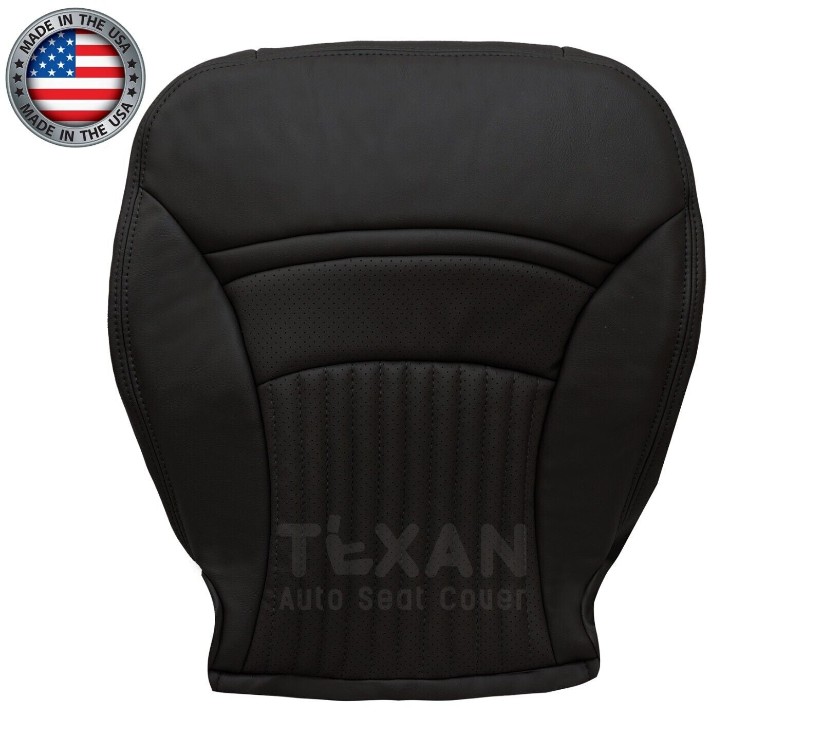 1997 to 2004 Chevy Corvette Passenger side Bottom Synthetic Leather perforated Replacement Seat Cover Black