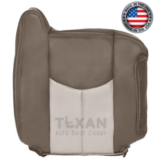 Fits 2003, 2004, 2005, 2006 GMC Yukon, Yukon XL Denali Passenger Side Lean Back Synthetic Leather Replacement Seat Cover 2 Tone "Tan"