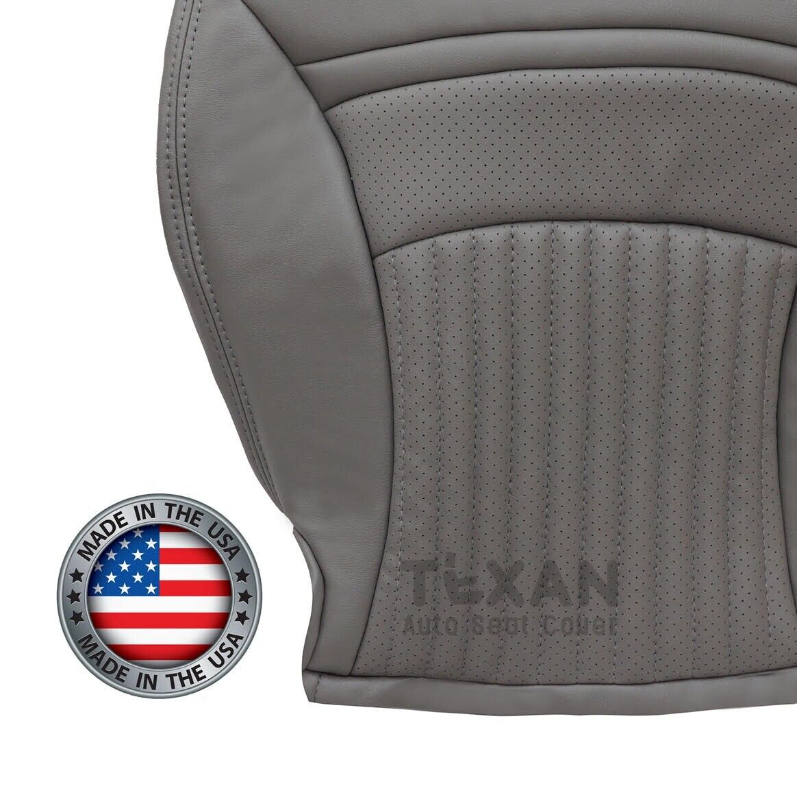 For 1997 to 2004 Chevy Corvette Passenger Side Bottom Perforated Leather Replacement Seat Cover Gray