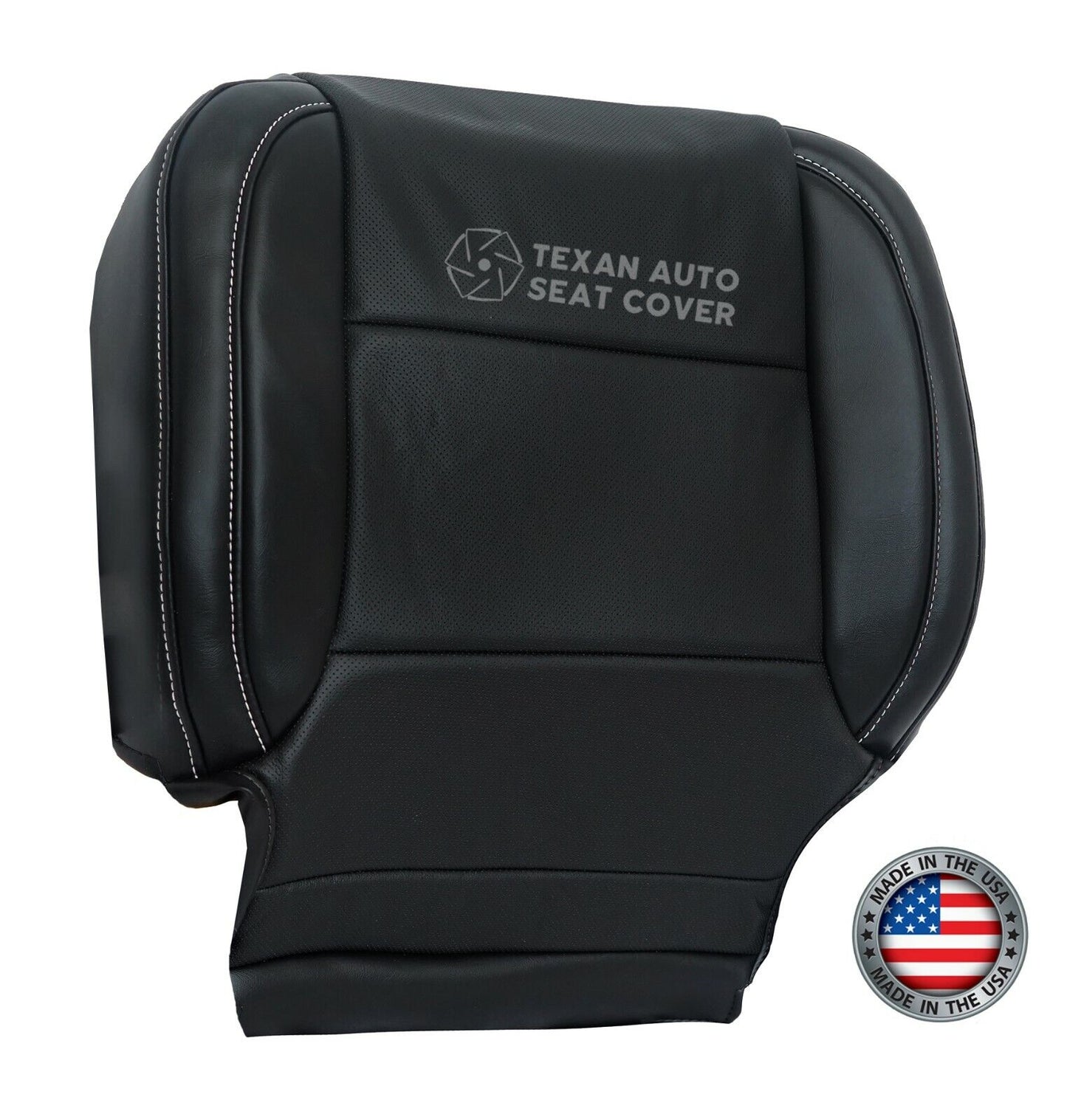 2014 to 2019 Chevy Silverado Passenger Bottom Perforated Leather Replacement Seat Cover Black