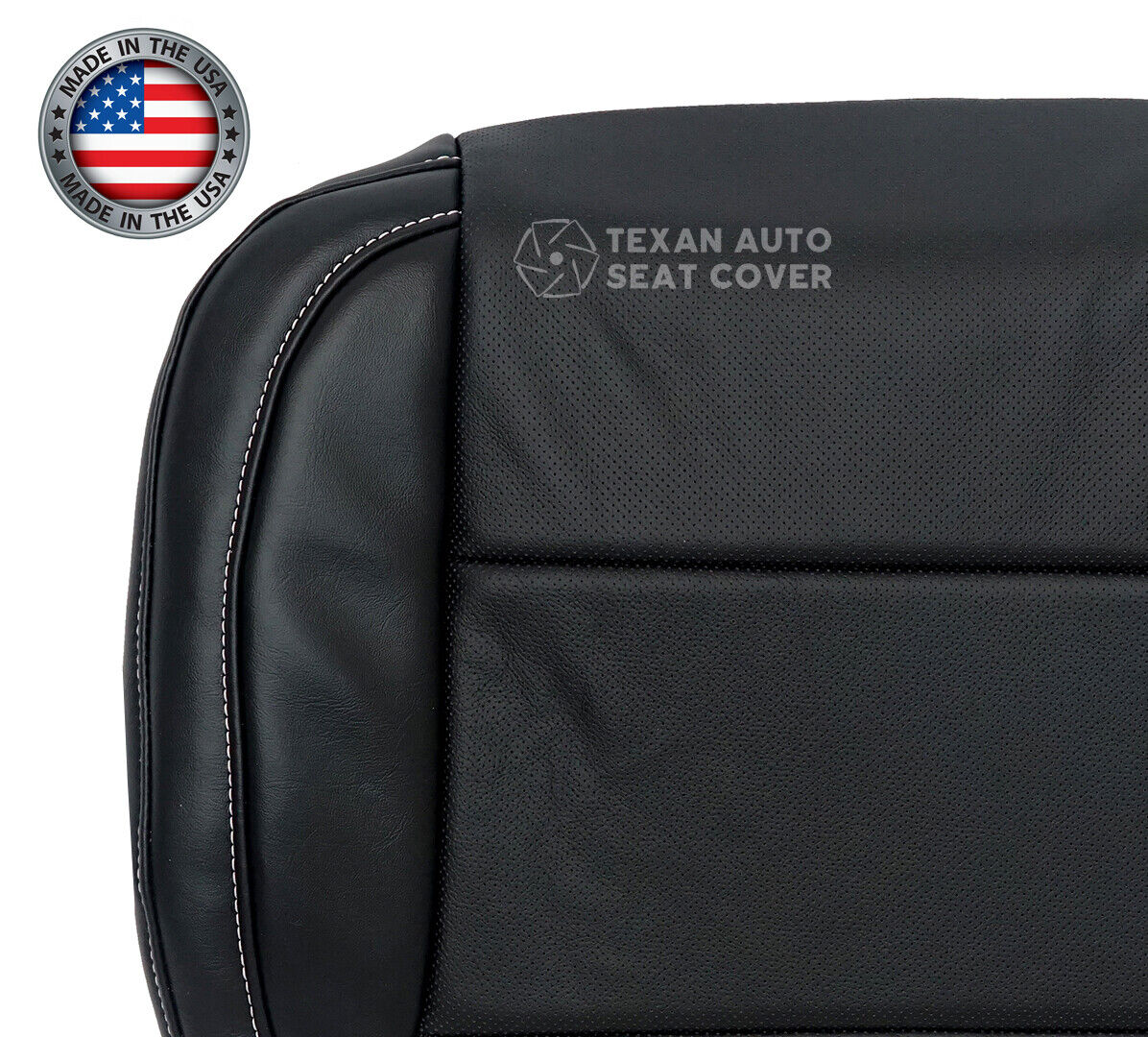 2014 to 2019 Chevy Silverado Driver Side Bottom Perforated Leather Replacement Seat Cover Black