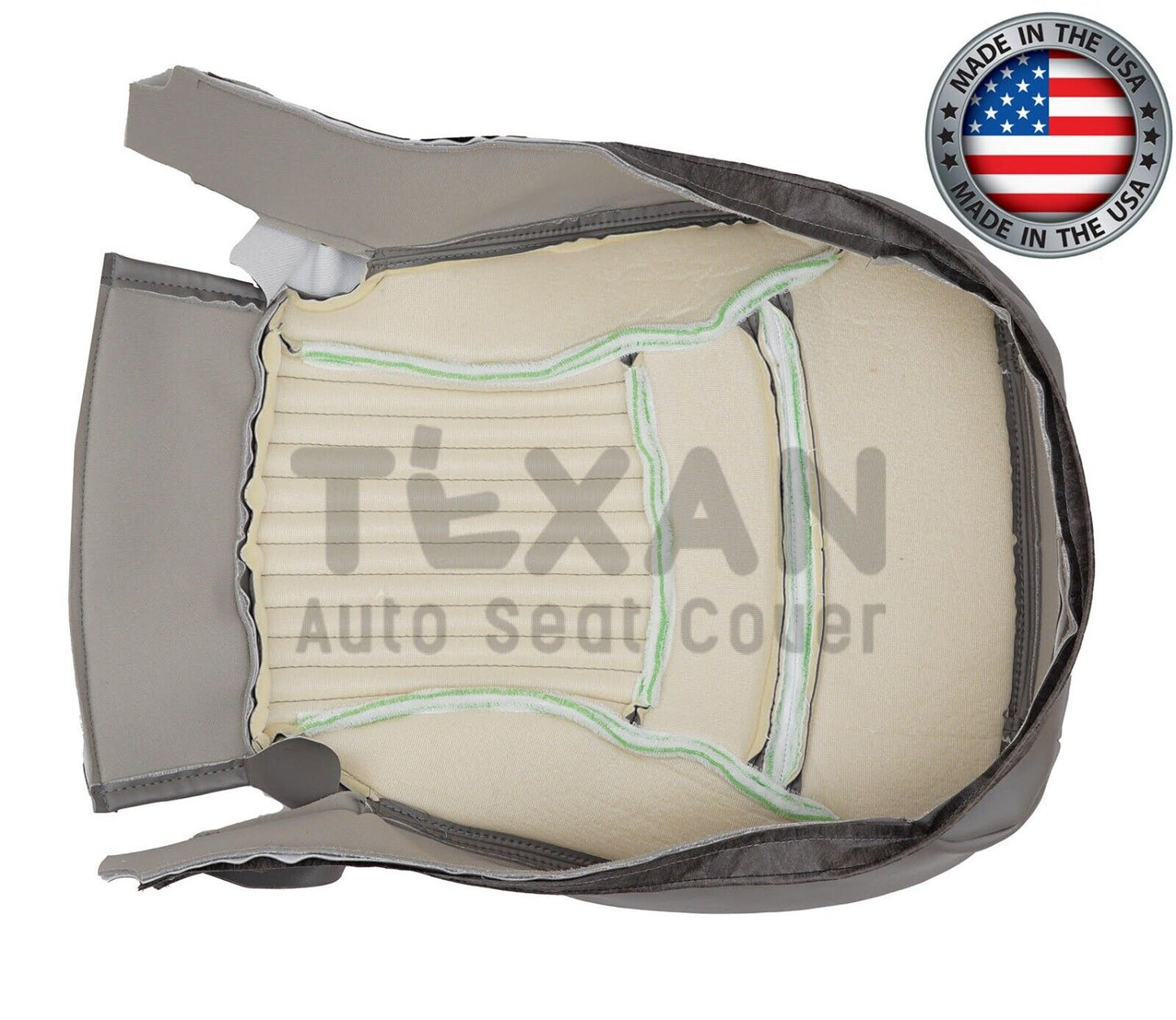 For 1997 to 2004 Chevy Corvette Passenger Side Bottom Perforated Synthetic Leather Replacement Seat Cover Gray