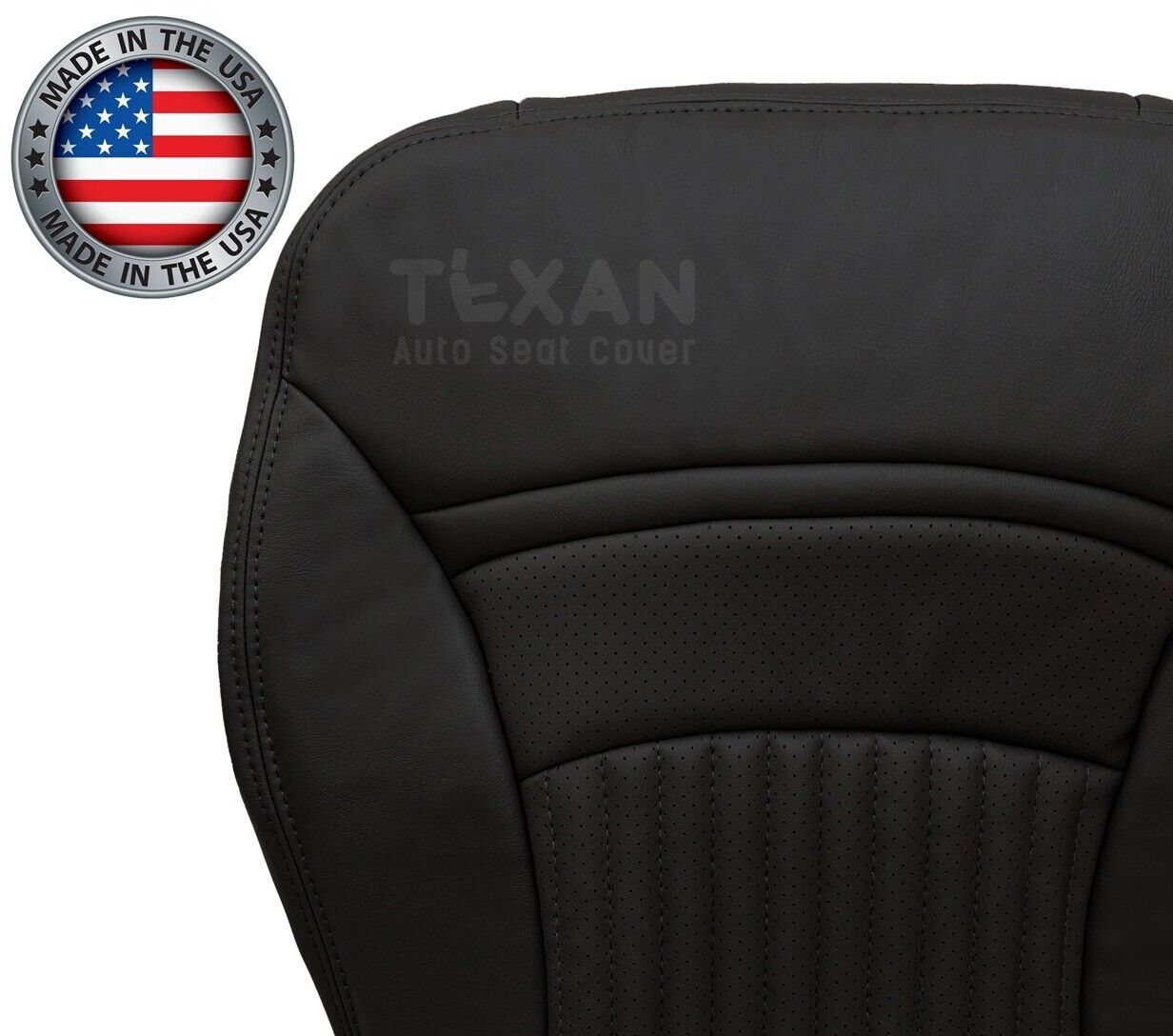 For 1997 to 2004 Chevy Corvette Passenger Side Bottom Perforated Synthetic Leather Replacement Seat Cover Black