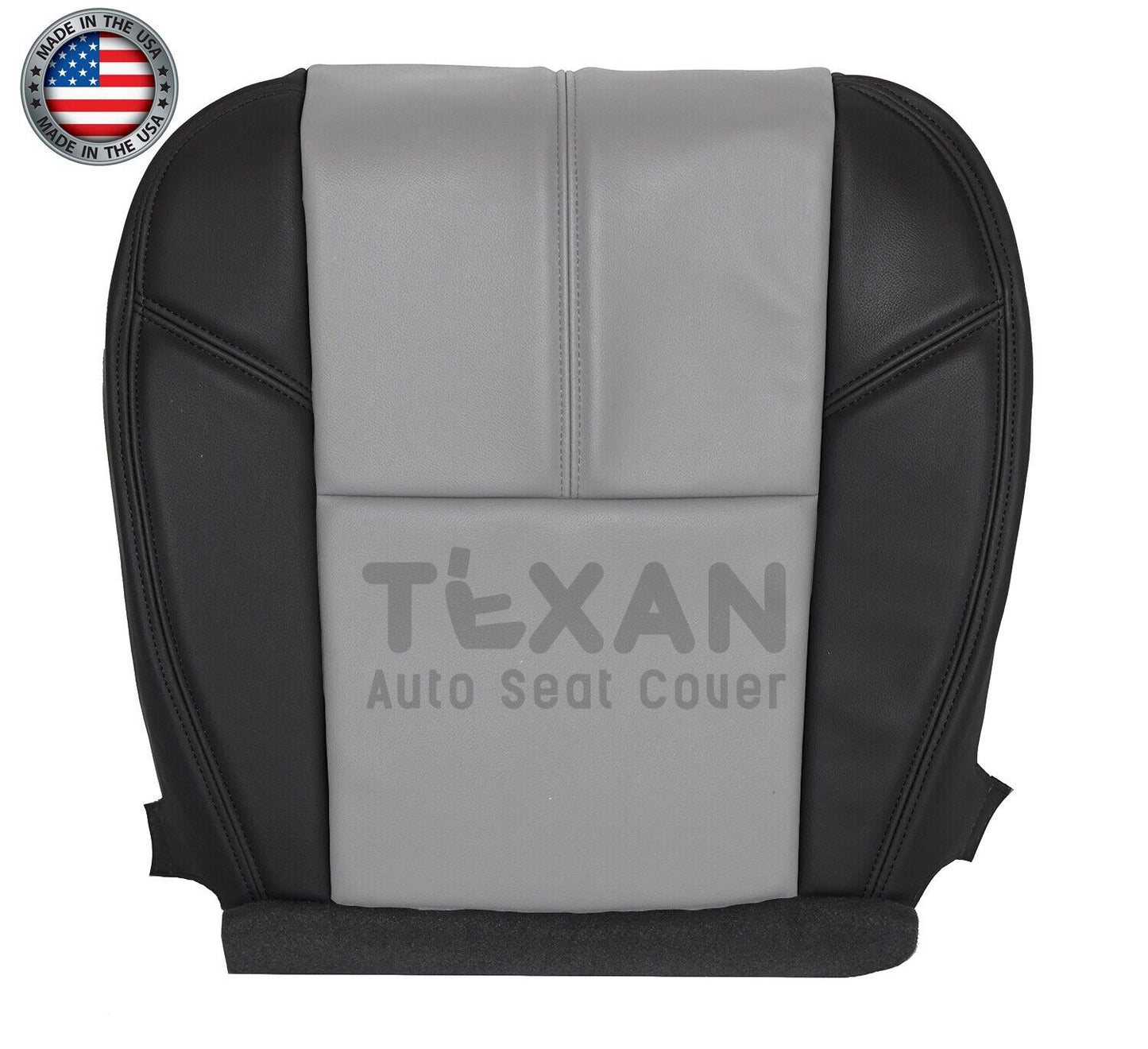 Fits 2007, 2008, 2009, 2010, 2011, 2012, 2013 Chevy Avalanche Driver Side Bottom Synthetic Leather Replacement Seat Cover 2-Tone Black & Gray