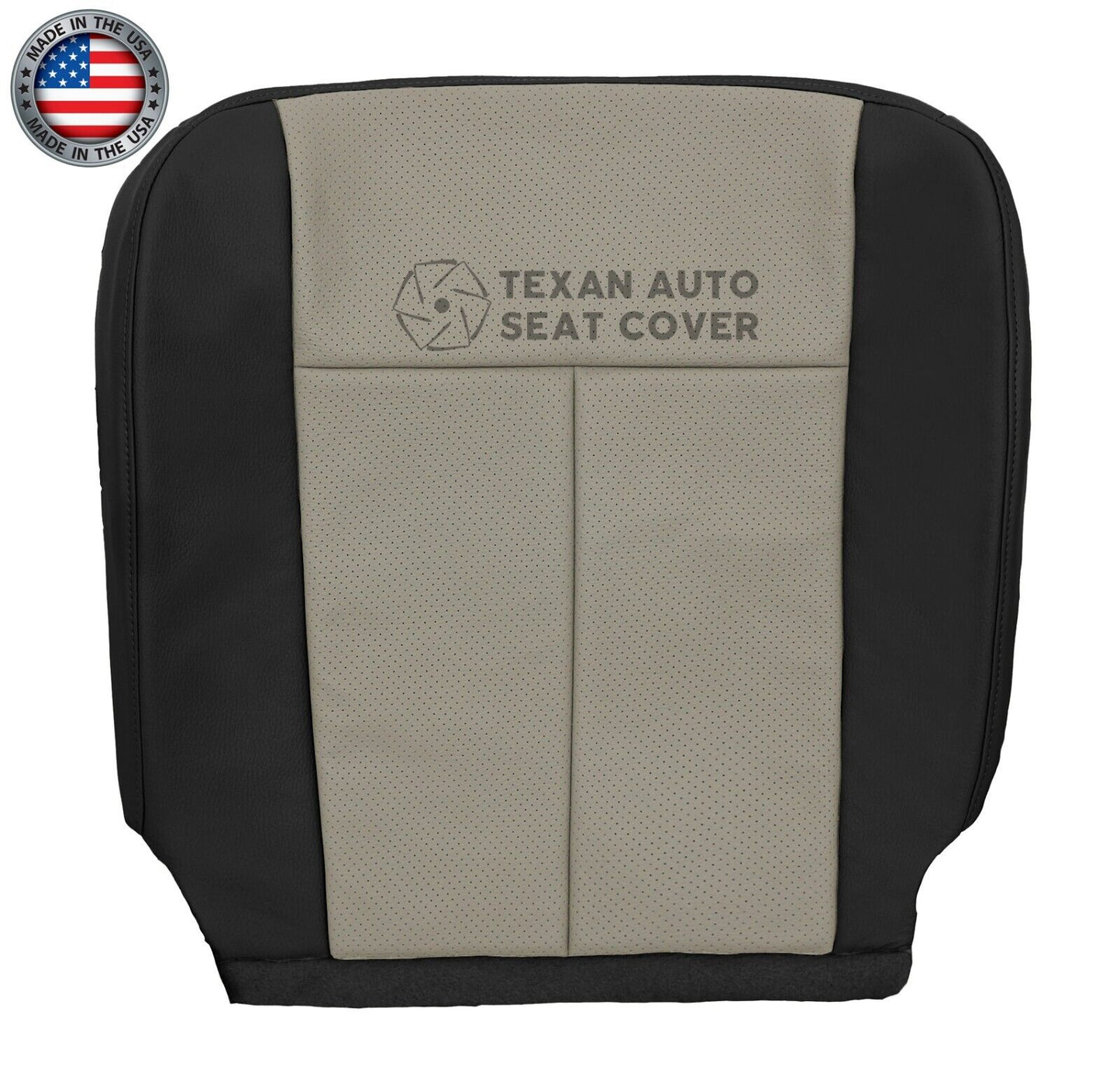 Fits 2007 to 2010 Ford Expedition  Eddie Bauer Passenger Side Bottom Perforated Synthetic  Leather Replacement Seat Cover 2Tone Tan/Black