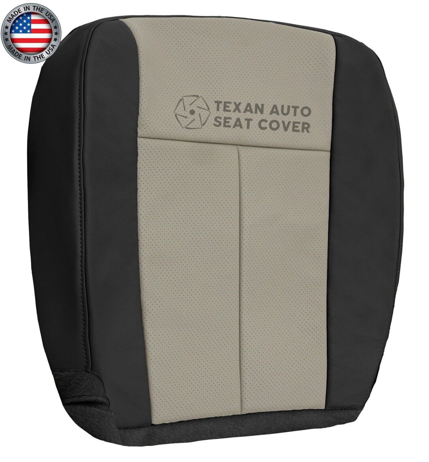 Fits 2008 to 2010 Ford Expedition Eddie Bauer Passenger Side Bottom Synthetic Leather Replacement Seat Cover 2 Tone Black/Tan