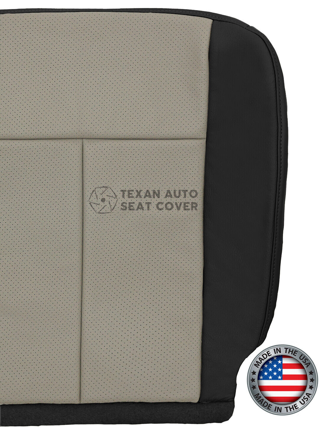 Fits 2008 to 2010 Ford Expedition Eddie Bauer Passenger Side Bottom Synthetic Leather Replacement Seat Cover 2 Tone Black/Tan