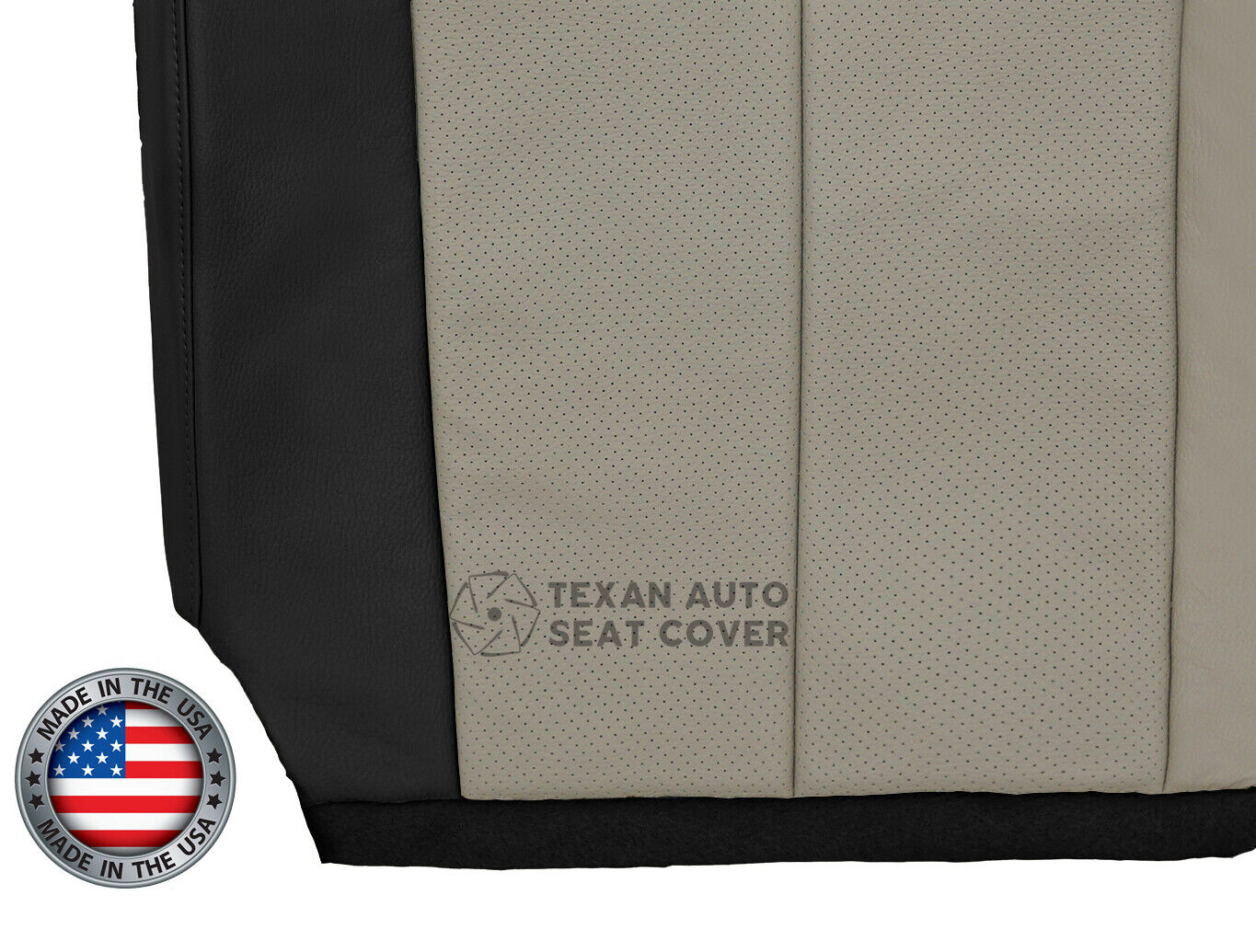 Fits 2007 to 2010 Ford Expedition  Eddie Bauer Driver Side Bottom Perforated Leather Replacement Seat Cover 2Tone Tan/Black