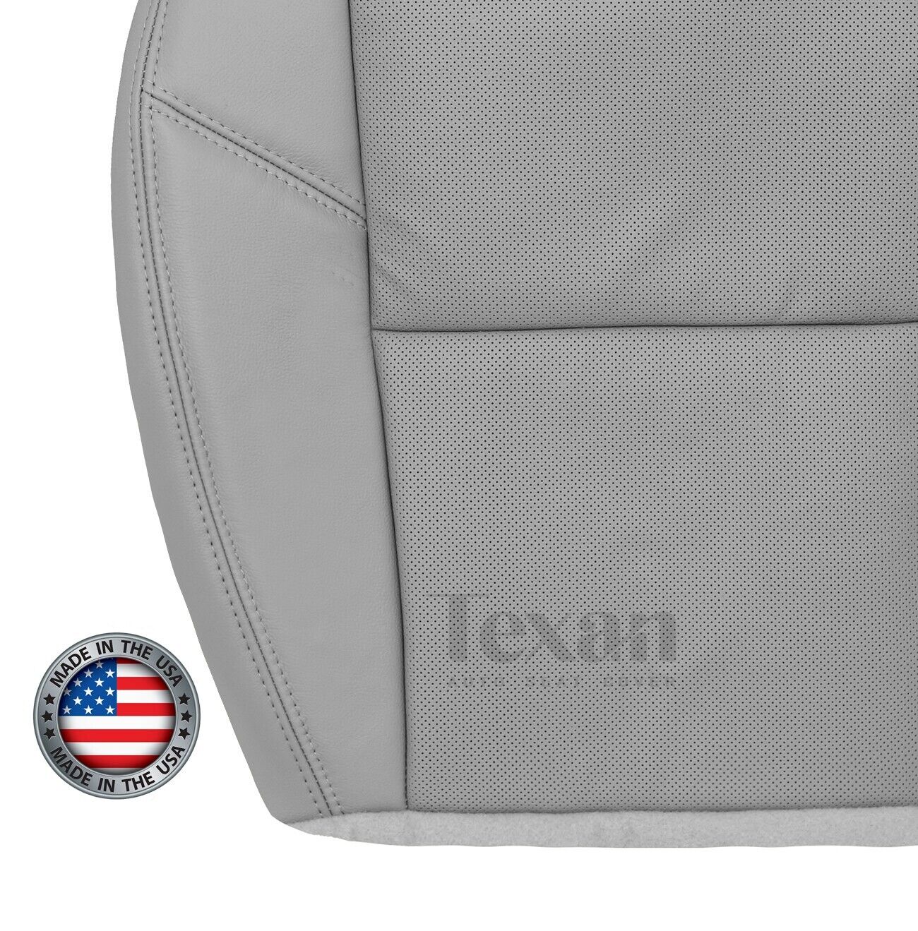 Fits 2012, 2013, 2014 GMC Sierra Passenger Side Bottom SLT, SLE  Perforated Synthetic Leather Replacement Seat Cover Gray