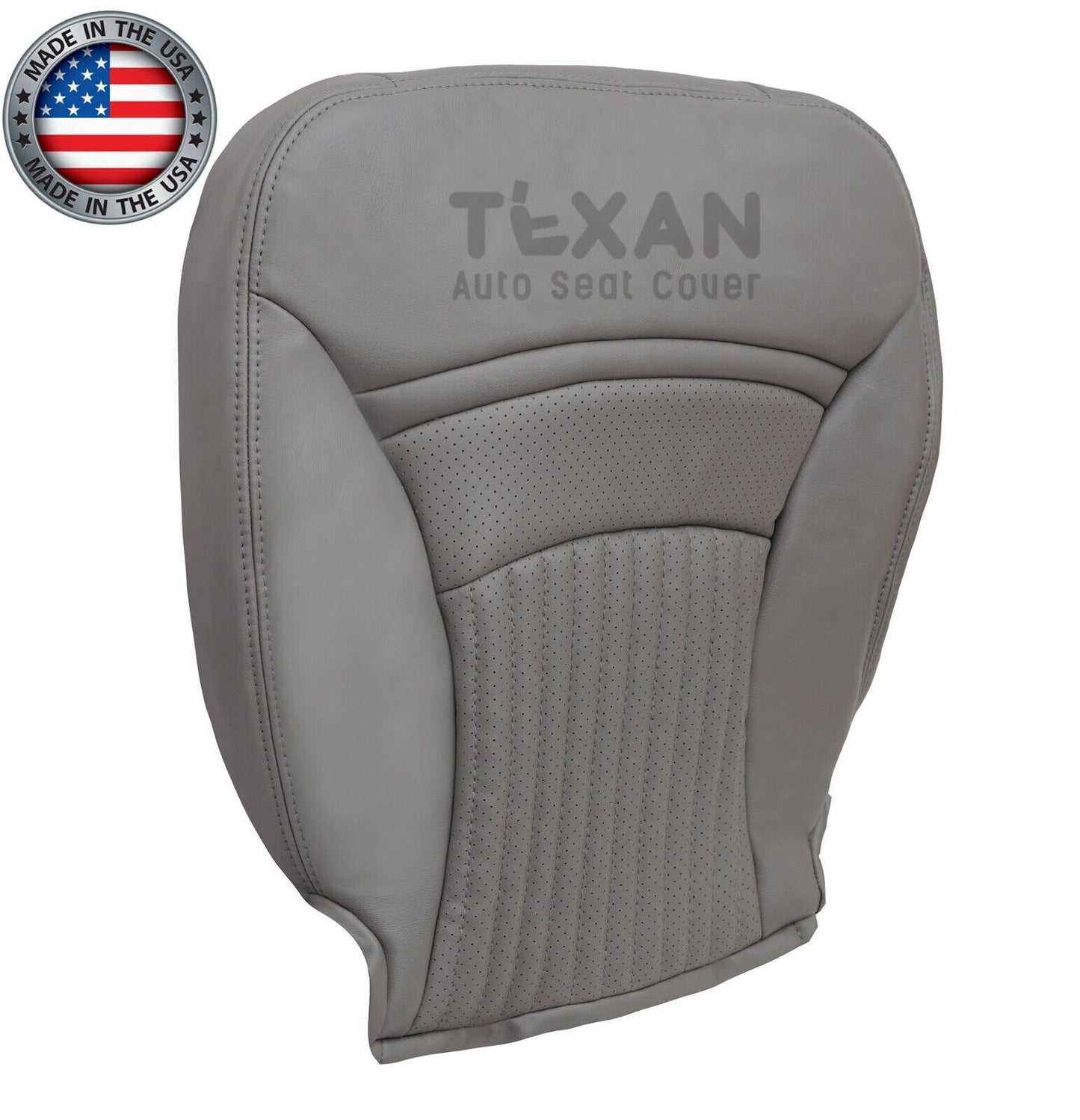 For 1997 to 2004 Chevy Corvette Passenger Side Bottom Perforated Leather Replacement Seat Cover Gray