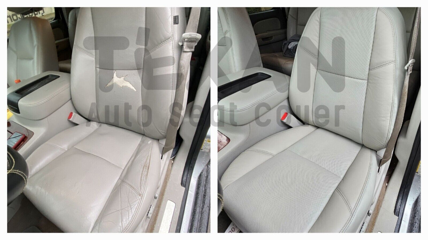 Fits 2014, 2015, 2016, 2017, 2018, 2019 GMC Sierra Passenger Bottom Perforated Leather  Replacement Seat Cover Tan