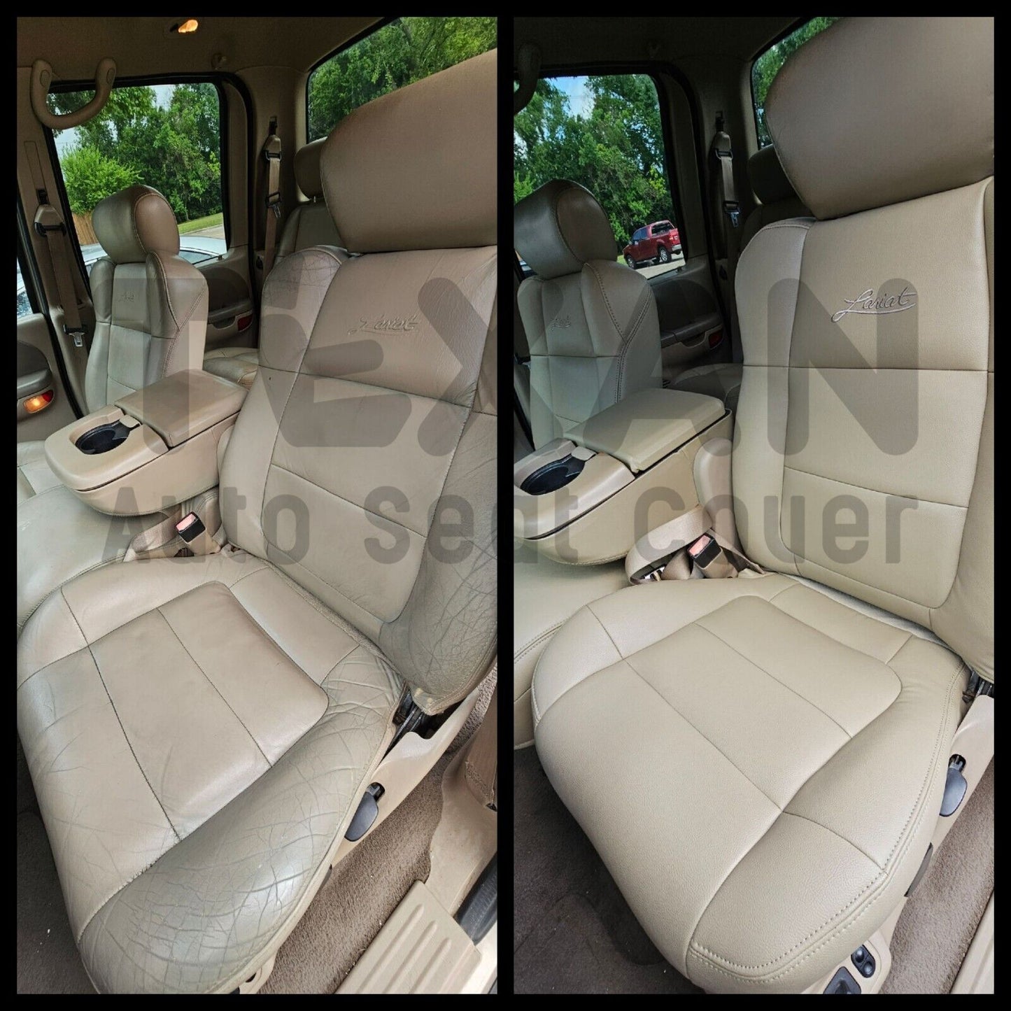 2000 Ford F-150 Harley Davidson Crew-Cab Driver Side Bottom Synthetic Leather Replacement Seat Cover Black