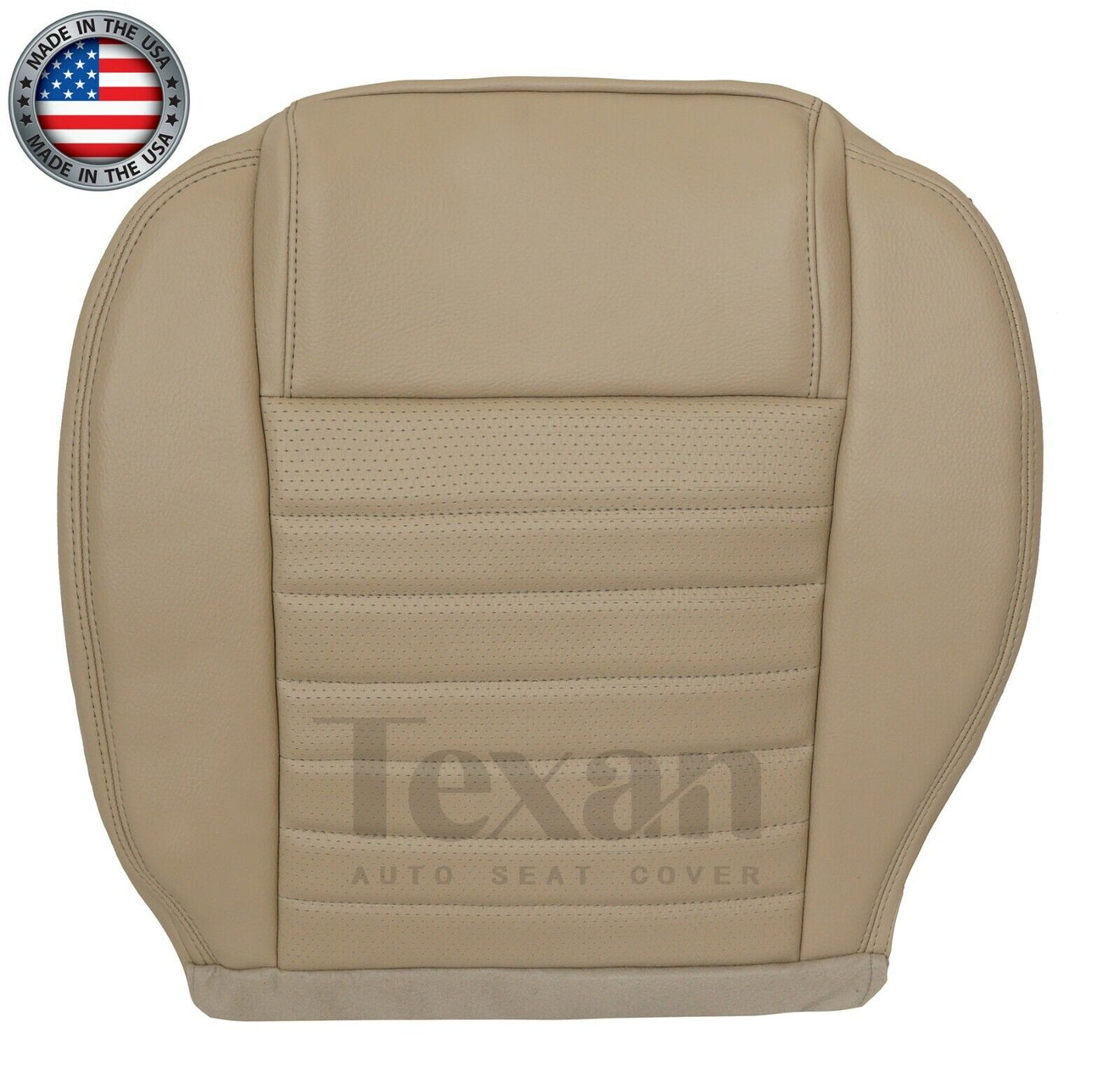 2005 to 2009 Ford Mustang GT V8 Driver Side Bottom Perforated Leather Replacement Seat Cover Tan