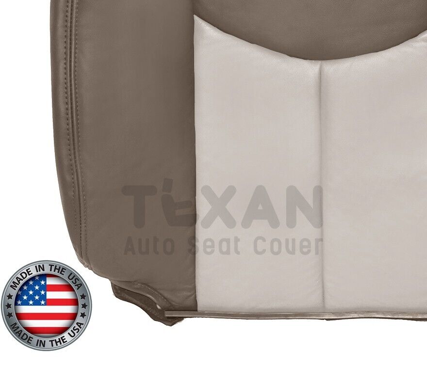 Fits 2003, 2004, 2005, 2006 GMC Yukon, Yukon XL Denali Driver Side Lean Back Synthetic Leather Replacement Seat Cover 2 Tone "Tan"