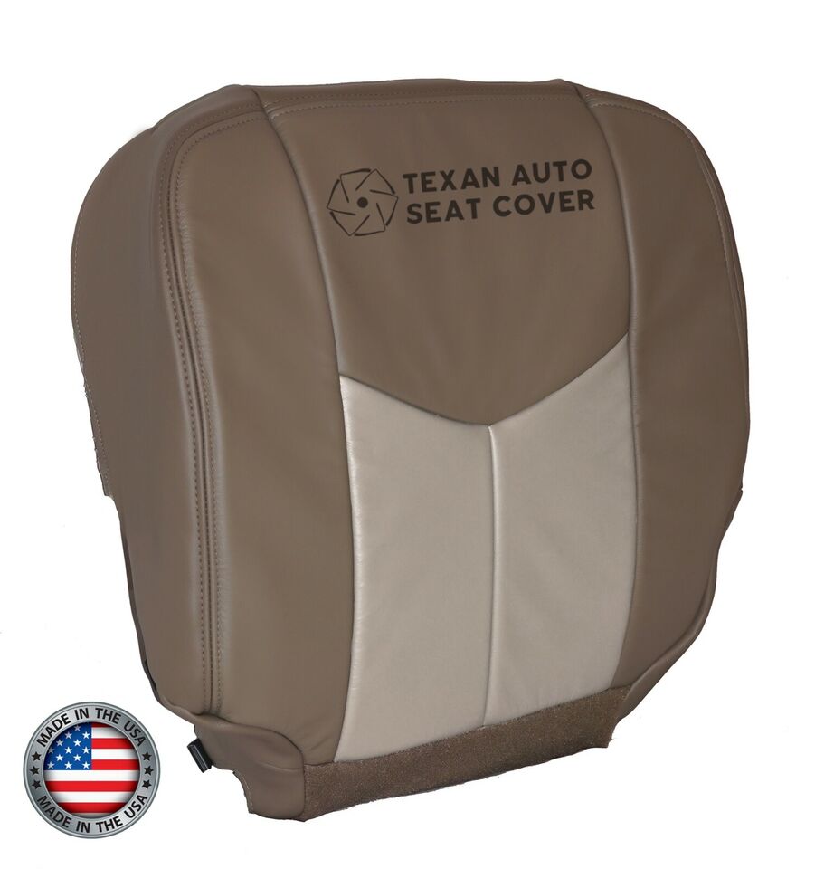 Fits 2003, 2004, 2005, 2006 GMC Yukon, Yukon XL Denali Driver Side Bottom Leather Replacement Seat Cover 2 Tone "Tan"